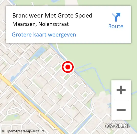 Locatie op kaart van de 112 melding: Brandweer Met Grote Spoed Naar Maarssen, Nolensstraat op 29 november 2024 09:30