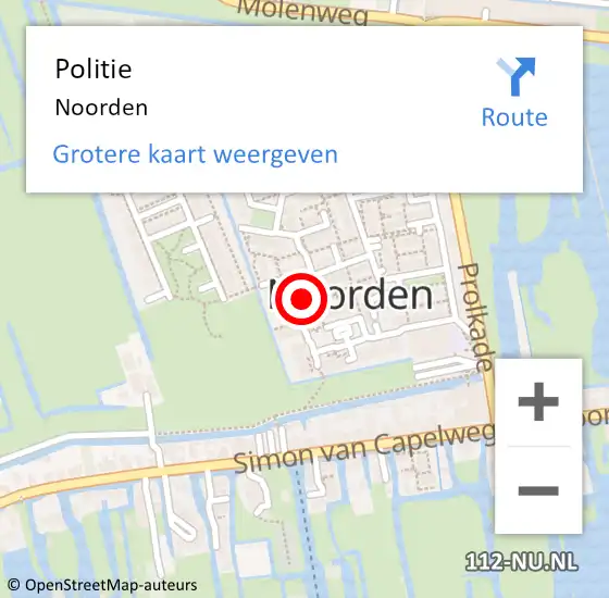 Locatie op kaart van de 112 melding: Politie Noorden op 28 oktober 2014 15:40