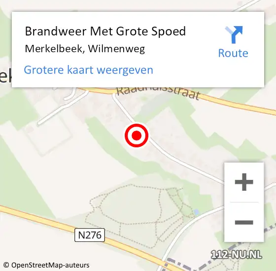 Locatie op kaart van de 112 melding: Brandweer Met Grote Spoed Naar Merkelbeek, Wilmenweg op 29 november 2024 09:31