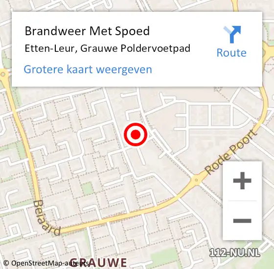 Locatie op kaart van de 112 melding: Brandweer Met Spoed Naar Etten-Leur, Grauwe Poldervoetpad op 29 november 2024 09:40