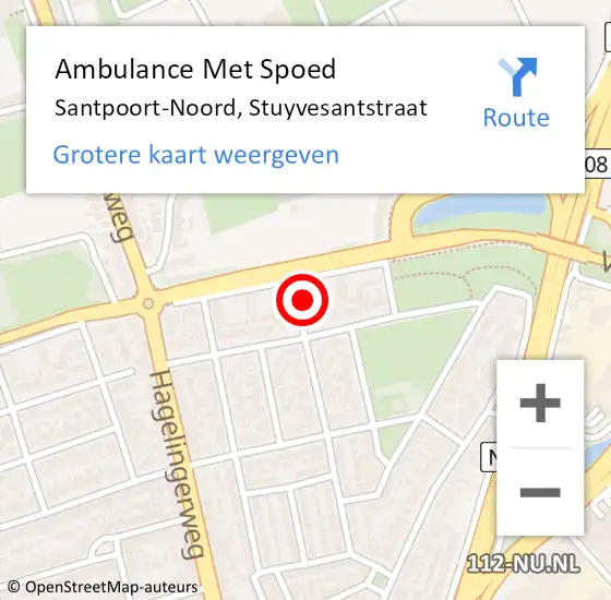 Locatie op kaart van de 112 melding: Ambulance Met Spoed Naar Santpoort-Noord, Stuyvesantstraat op 29 november 2024 09:48