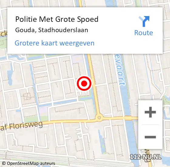 Locatie op kaart van de 112 melding: Politie Met Grote Spoed Naar Gouda, Stadhouderslaan op 29 november 2024 10:09