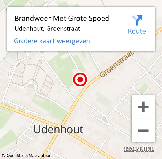 Locatie op kaart van de 112 melding: Brandweer Met Grote Spoed Naar Udenhout, Groenstraat op 29 november 2024 10:14