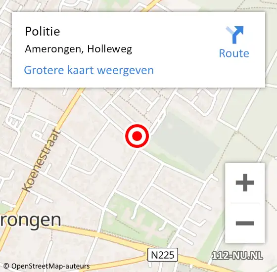 Locatie op kaart van de 112 melding: Politie Amerongen, Holleweg op 29 november 2024 10:20