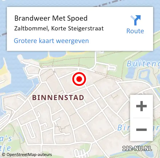 Locatie op kaart van de 112 melding: Brandweer Met Spoed Naar Zaltbommel, Korte Steigerstraat op 29 november 2024 10:29