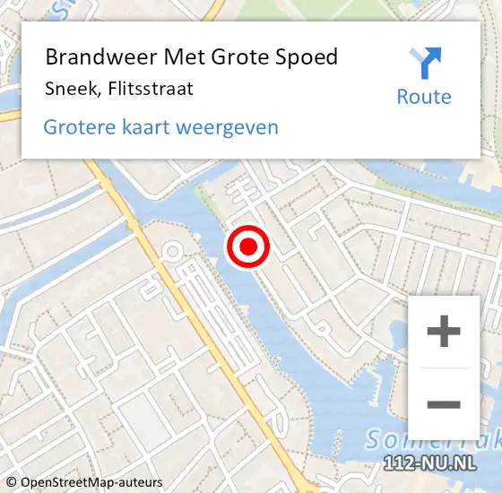 Locatie op kaart van de 112 melding: Brandweer Met Grote Spoed Naar Sneek, Flitsstraat op 29 november 2024 10:46