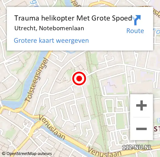 Locatie op kaart van de 112 melding: Trauma helikopter Met Grote Spoed Naar Utrecht, Notebomenlaan op 29 november 2024 10:56