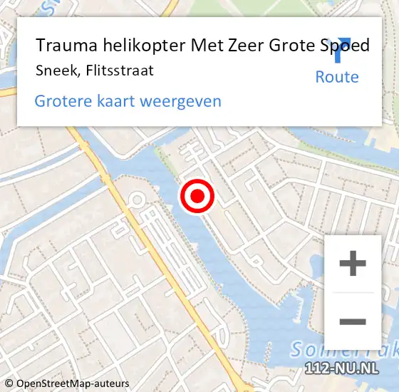 Locatie op kaart van de 112 melding: Trauma helikopter Met Zeer Grote Spoed Naar Sneek, Flitsstraat op 29 november 2024 11:07