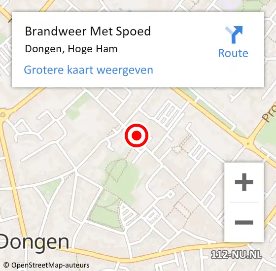 Locatie op kaart van de 112 melding: Brandweer Met Spoed Naar Dongen, Hoge Ham op 28 oktober 2014 15:56