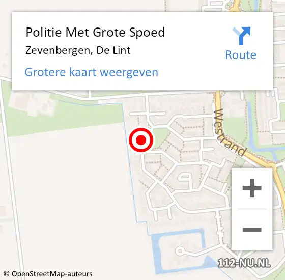 Locatie op kaart van de 112 melding: Politie Met Grote Spoed Naar Zevenbergen, De Lint op 29 november 2024 11:13