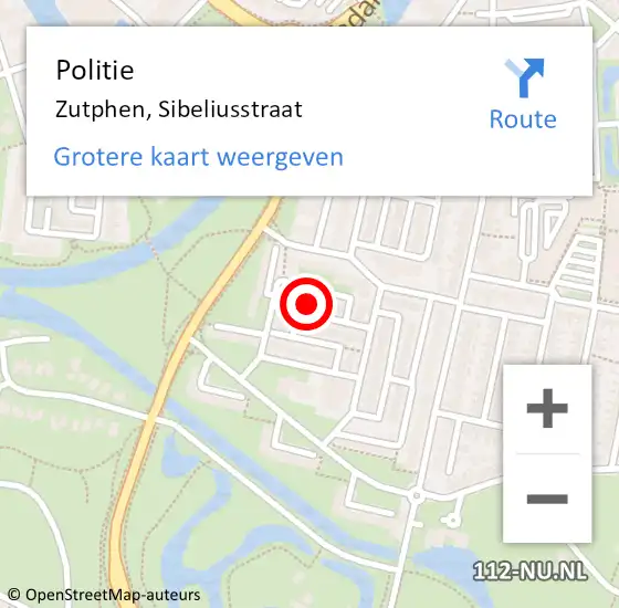 Locatie op kaart van de 112 melding: Politie Zutphen, Sibeliusstraat op 29 november 2024 11:30