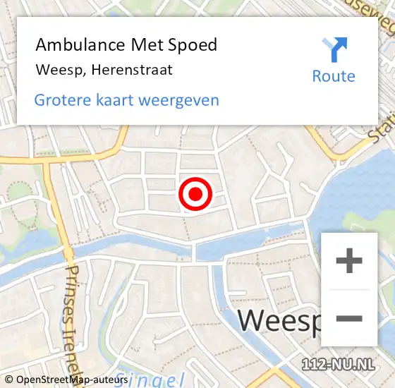 Locatie op kaart van de 112 melding: Ambulance Met Spoed Naar Weesp, Herenstraat op 29 november 2024 11:36