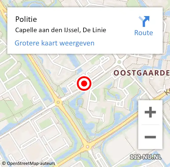 Locatie op kaart van de 112 melding: Politie Capelle aan den IJssel, De Linie op 29 november 2024 11:46