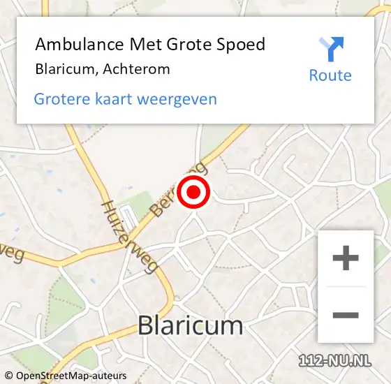 Locatie op kaart van de 112 melding: Ambulance Met Grote Spoed Naar Blaricum, Achterom op 28 oktober 2014 16:02