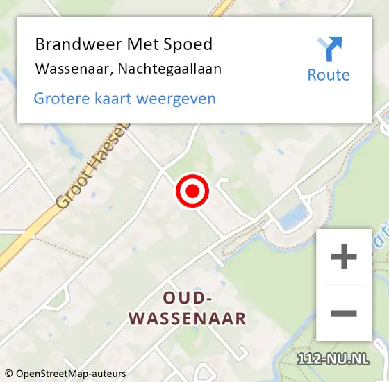 Locatie op kaart van de 112 melding: Brandweer Met Spoed Naar Wassenaar, Nachtegaallaan op 29 november 2024 12:04