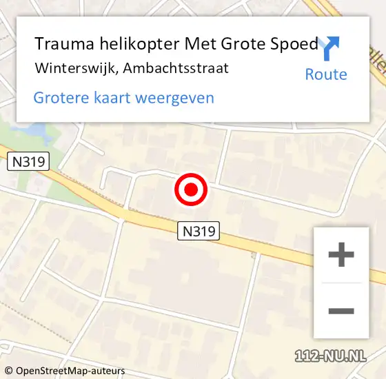 Locatie op kaart van de 112 melding: Trauma helikopter Met Grote Spoed Naar Winterswijk, Ambachtsstraat op 29 november 2024 12:13