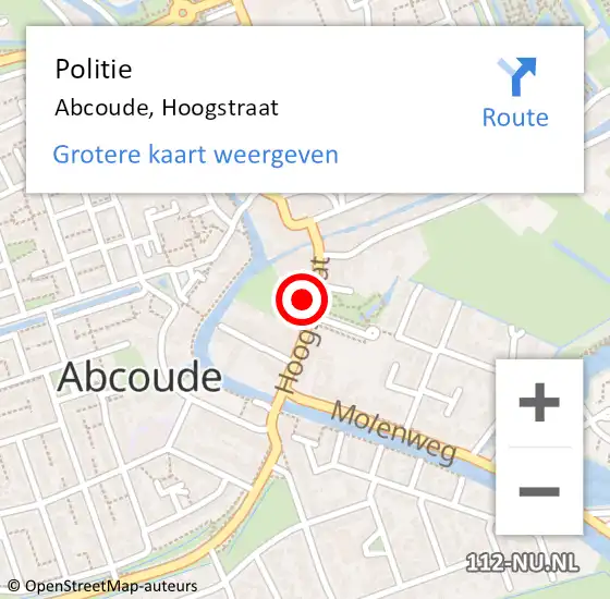 Locatie op kaart van de 112 melding: Politie Abcoude, Hoogstraat op 29 november 2024 12:15