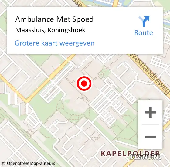 Locatie op kaart van de 112 melding: Ambulance Met Spoed Naar Maassluis, Koningshoek op 29 november 2024 12:19