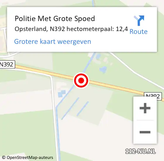 Locatie op kaart van de 112 melding: Politie Met Grote Spoed Naar Opsterland, N392 hectometerpaal: 12,4 op 29 november 2024 12:21