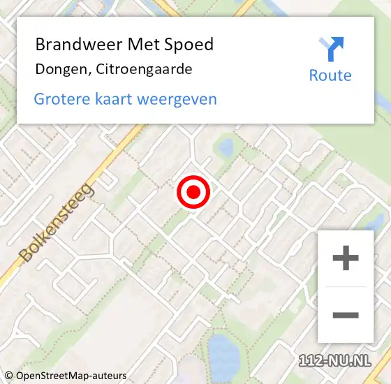 Locatie op kaart van de 112 melding: Brandweer Met Spoed Naar Dongen, Citroengaarde op 29 november 2024 12:24