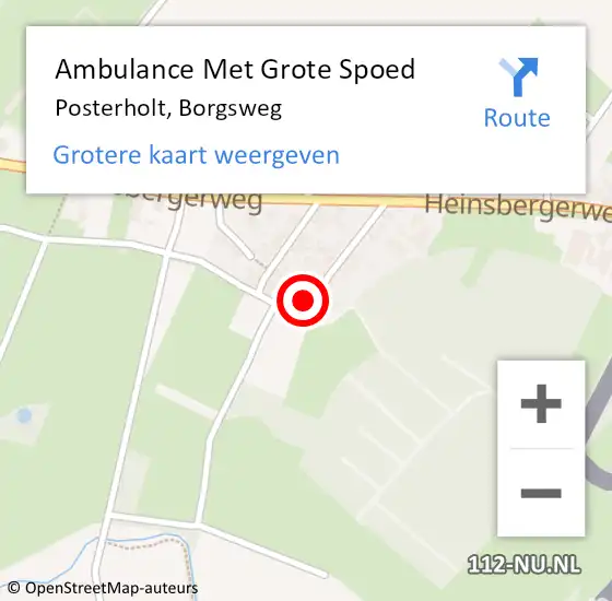 Locatie op kaart van de 112 melding: Ambulance Met Grote Spoed Naar Posterholt, Borgsweg op 29 november 2024 12:31