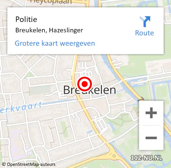 Locatie op kaart van de 112 melding: Politie Breukelen, Hazeslinger op 29 november 2024 12:38