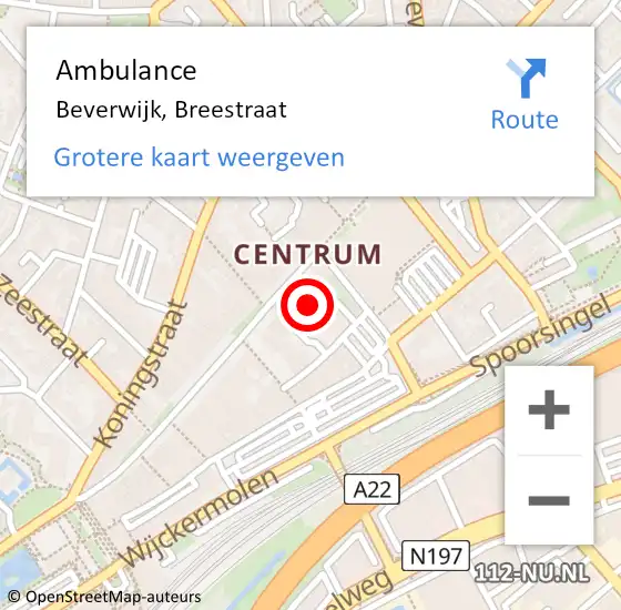 Locatie op kaart van de 112 melding: Ambulance Beverwijk, Breestraat op 29 november 2024 12:43