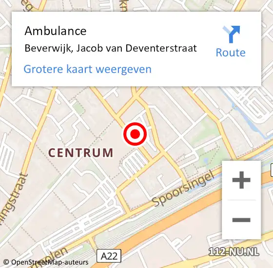 Locatie op kaart van de 112 melding: Ambulance Beverwijk, Jacob van Deventerstraat op 29 november 2024 12:43