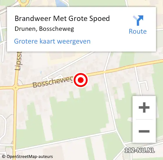 Locatie op kaart van de 112 melding: Brandweer Met Grote Spoed Naar Drunen, Bosscheweg op 29 november 2024 12:44