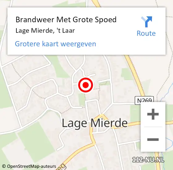 Locatie op kaart van de 112 melding: Brandweer Met Grote Spoed Naar Lage Mierde, 't Laar op 29 november 2024 12:47