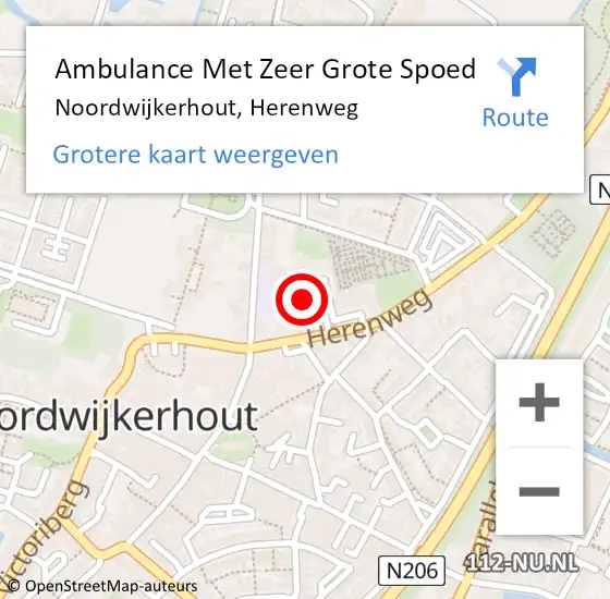 Locatie op kaart van de 112 melding: Ambulance Met Zeer Grote Spoed Naar Noordwijkerhout, Herenweg op 29 november 2024 12:47