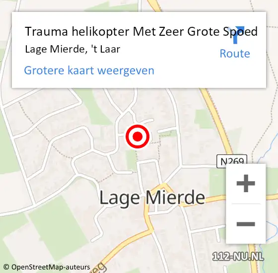 Locatie op kaart van de 112 melding: Trauma helikopter Met Zeer Grote Spoed Naar Lage Mierde, 't Laar op 29 november 2024 12:48