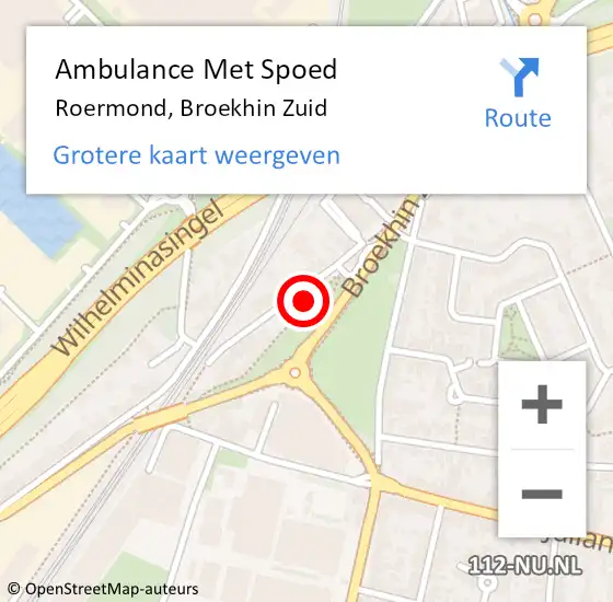 Locatie op kaart van de 112 melding: Ambulance Met Spoed Naar Roermond, Broekhin Zuid op 29 november 2024 12:55