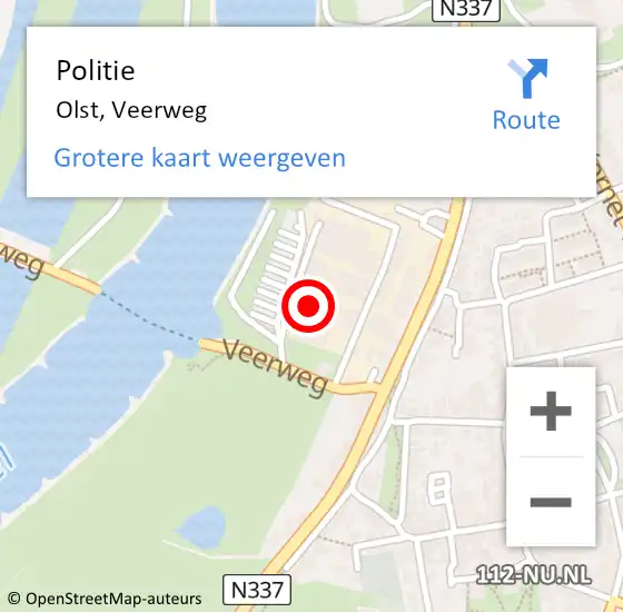 Locatie op kaart van de 112 melding: Politie Olst, Veerweg op 29 november 2024 12:57