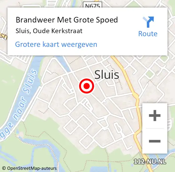 Locatie op kaart van de 112 melding: Brandweer Met Grote Spoed Naar Sluis, Oude Kerkstraat op 29 november 2024 13:26