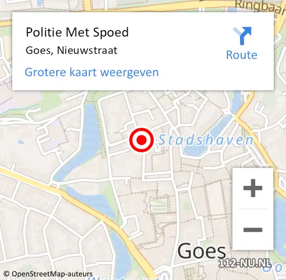 Locatie op kaart van de 112 melding: Politie Met Spoed Naar Goes, Nieuwstraat op 29 november 2024 13:27