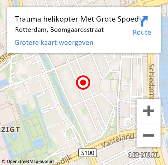 Locatie op kaart van de 112 melding: Trauma helikopter Met Grote Spoed Naar Rotterdam, Boomgaardsstraat op 29 november 2024 13:43