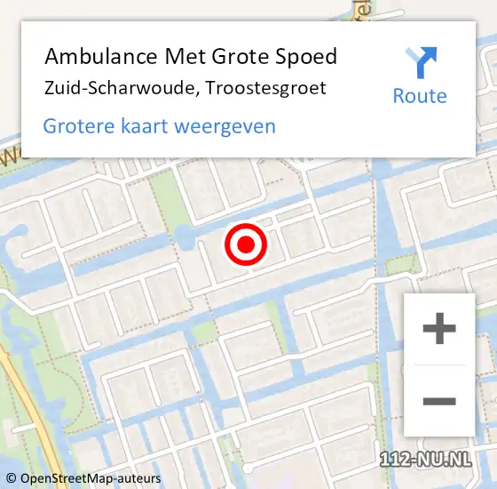 Locatie op kaart van de 112 melding: Ambulance Met Grote Spoed Naar Zuid-Scharwoude, Troostesgroet op 29 november 2024 13:50