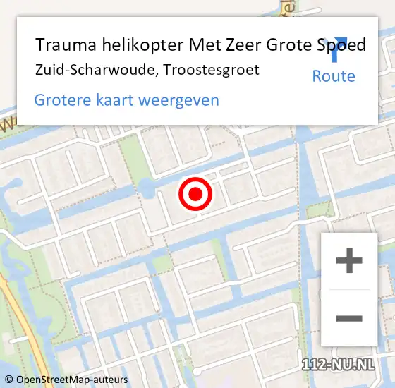 Locatie op kaart van de 112 melding: Trauma helikopter Met Zeer Grote Spoed Naar Zuid-Scharwoude, Troostesgroet op 29 november 2024 13:53