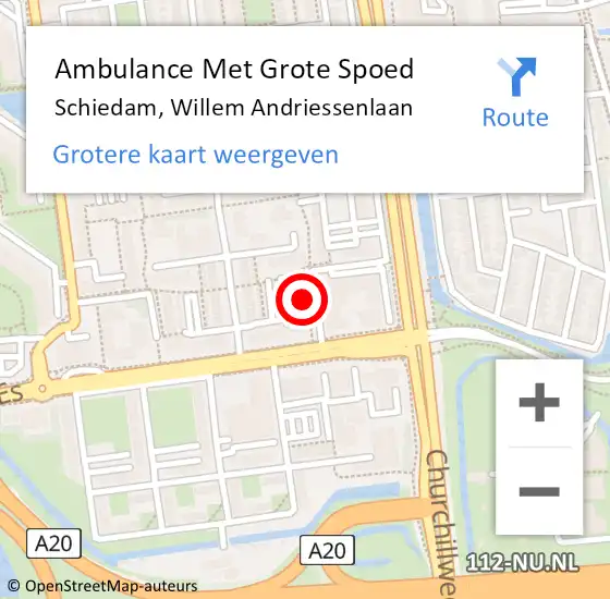 Locatie op kaart van de 112 melding: Ambulance Met Grote Spoed Naar Schiedam, Willem Andriessenlaan op 29 november 2024 13:54