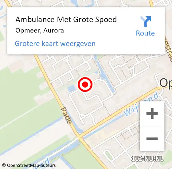 Locatie op kaart van de 112 melding: Ambulance Met Grote Spoed Naar Opmeer, Aurora op 29 november 2024 14:03