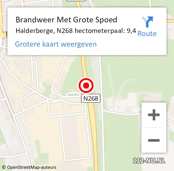 Locatie op kaart van de 112 melding: Brandweer Met Grote Spoed Naar Halderberge, N268 hectometerpaal: 9,4 op 29 november 2024 14:06