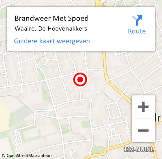 Locatie op kaart van de 112 melding: Brandweer Met Spoed Naar Waalre, De Hoevenakkers op 29 november 2024 14:09