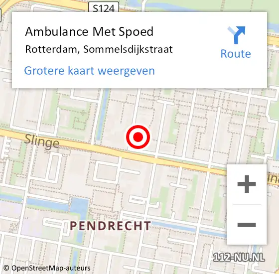 Locatie op kaart van de 112 melding: Ambulance Met Spoed Naar Rotterdam, Sommelsdijkstraat op 29 november 2024 14:12