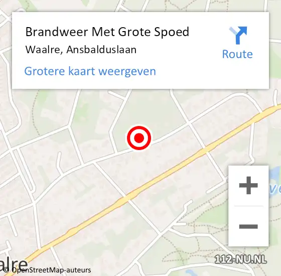 Locatie op kaart van de 112 melding: Brandweer Met Grote Spoed Naar Waalre, Ansbalduslaan op 29 november 2024 14:15