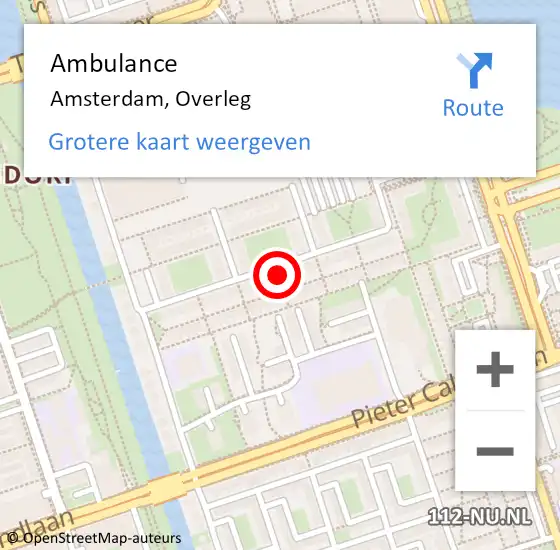 Locatie op kaart van de 112 melding: Ambulance Amsterdam, Overleg op 29 november 2024 14:22