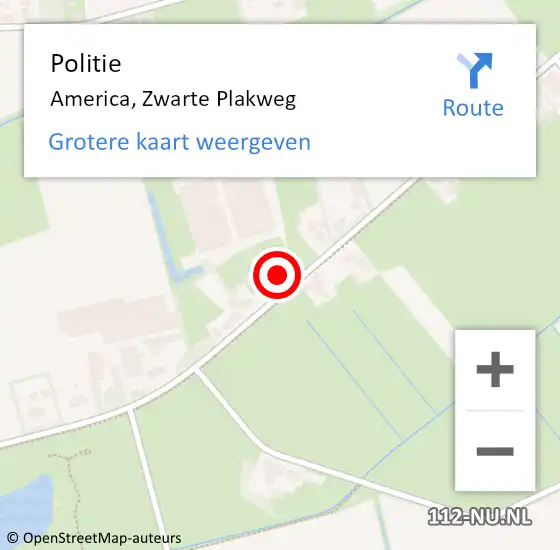 Locatie op kaart van de 112 melding: Politie America, Zwarte Plakweg op 29 november 2024 14:29