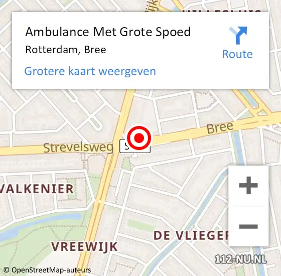 Locatie op kaart van de 112 melding: Ambulance Met Grote Spoed Naar Rotterdam, Bree op 29 november 2024 14:46