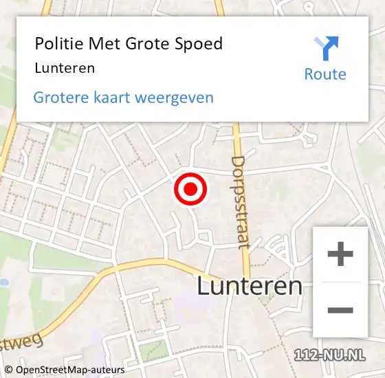 Locatie op kaart van de 112 melding: Politie Met Grote Spoed Naar Lunteren op 29 november 2024 15:02