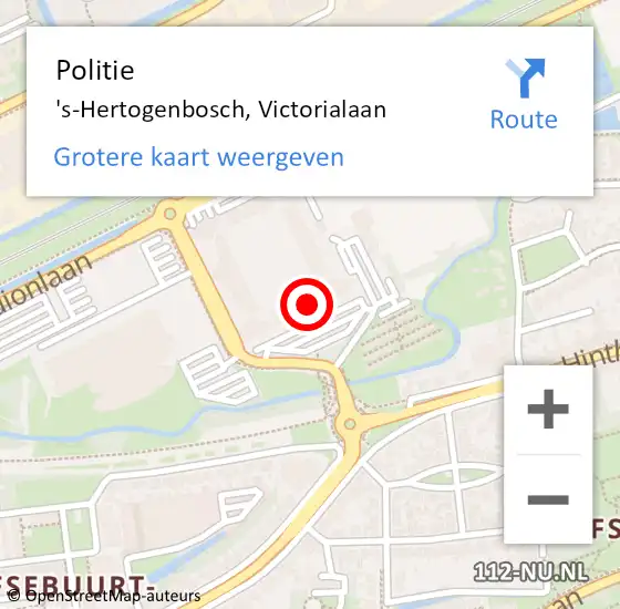 Locatie op kaart van de 112 melding: Politie 's-Hertogenbosch, Victorialaan op 29 november 2024 15:13